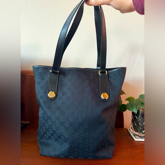 Gucci Charmy Black GG Monogram ToteShoulder Bag